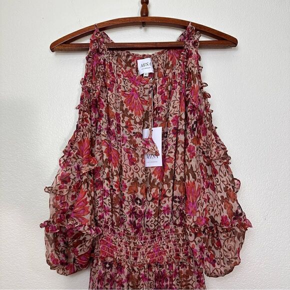MISA Laila Maxi Cutout Dress in Hibiscus Flora Size XS - Picture 4 of 11